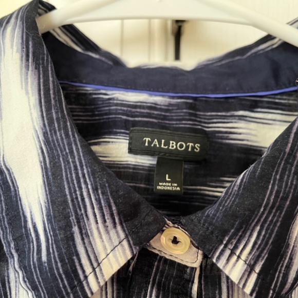 Talbots Long Sleeve Ikat Printed Blouse, Size Large - Picture 2 of 4